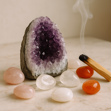 Heilsteine aufladen mit einer Amethystdruse: So reinigst und energetisierst du deine Kristalle richtig
