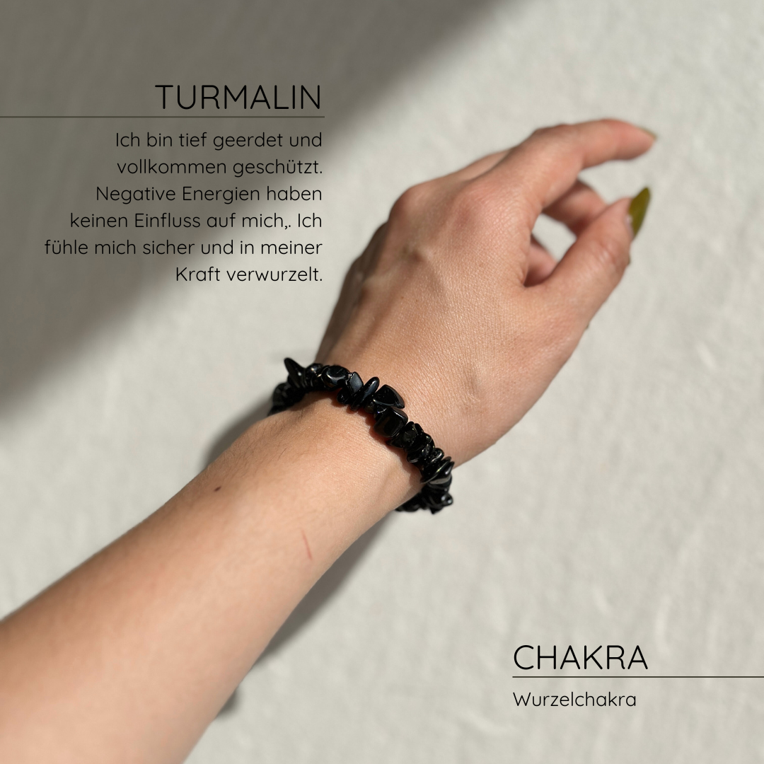 Schwarzer Turmalin Splitterarmband