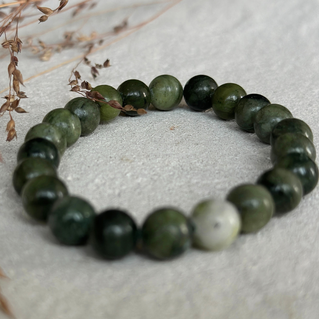 Grüne Jade Kugelarmband aus Canada I 8mm
