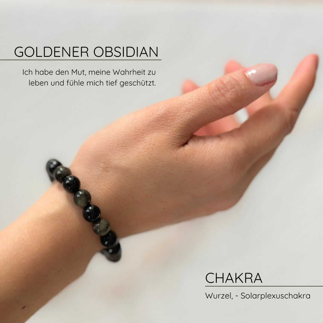Gold Obsidian Armband A Qualität aus Mexico I 8mm