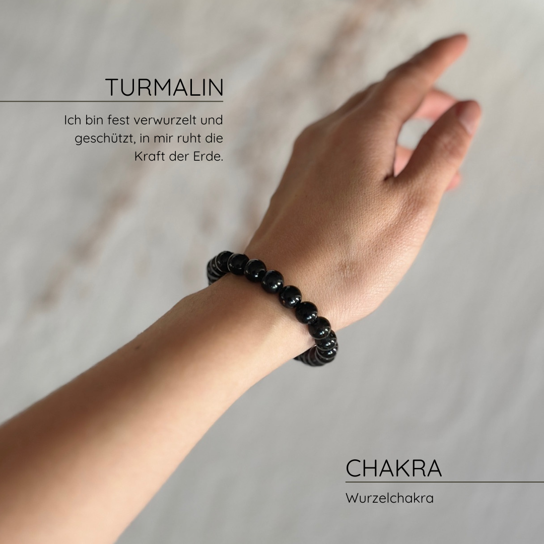 Schwarzer Turmalin Kugelarmband aus Brasilien I 8mm