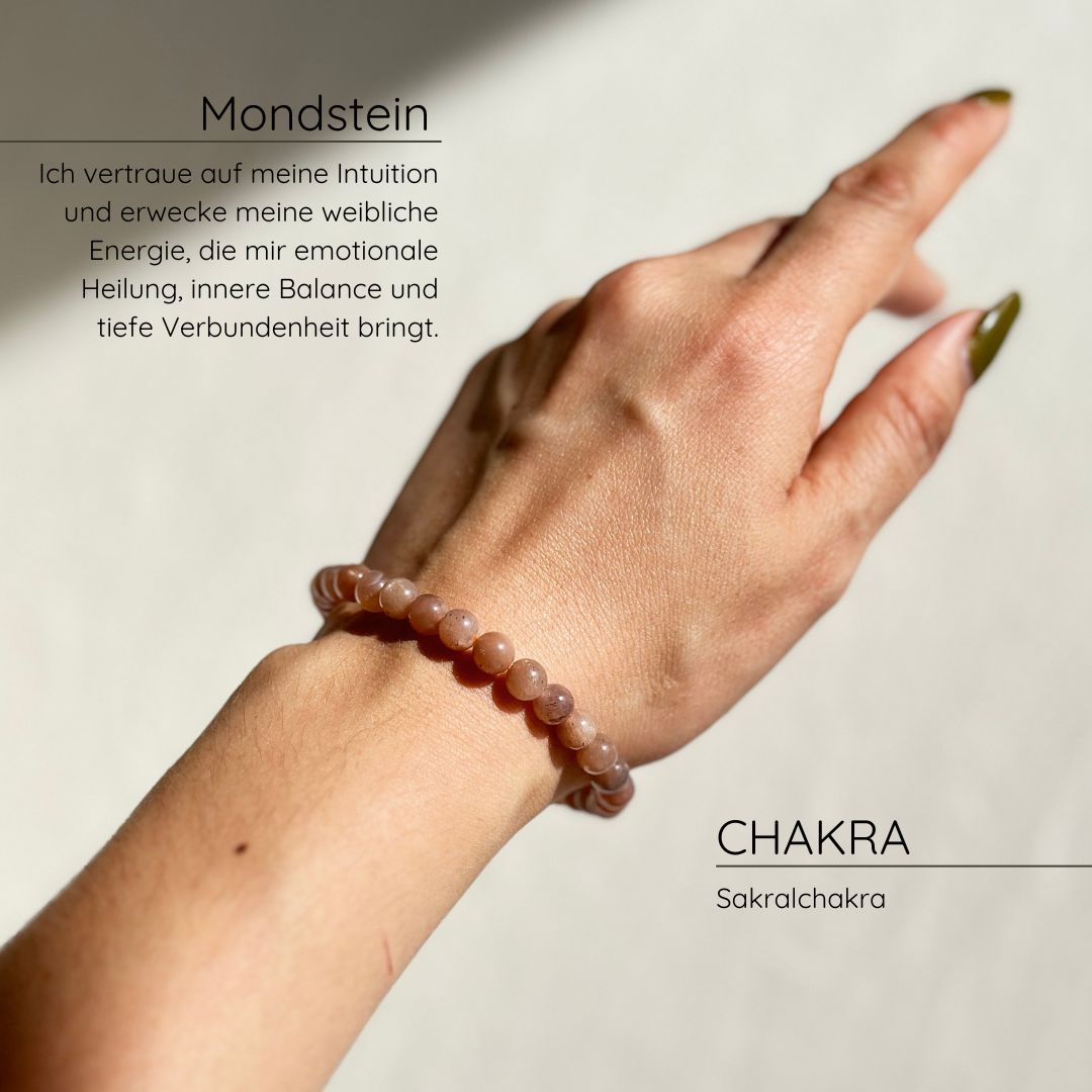 Mondstein Kugelarmband I 6mm