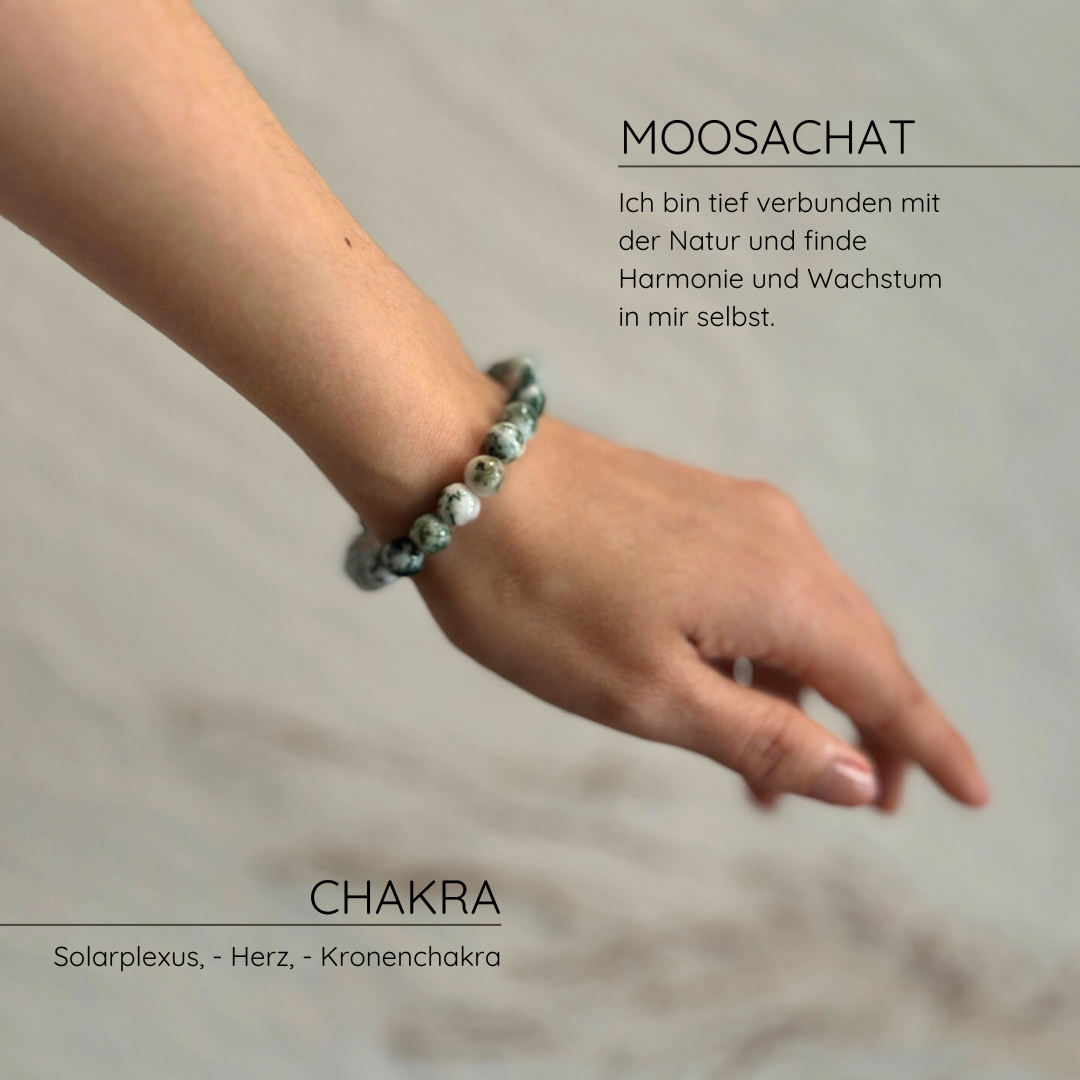 Moosachat Kugelarmband aus Brasilien I 8mm