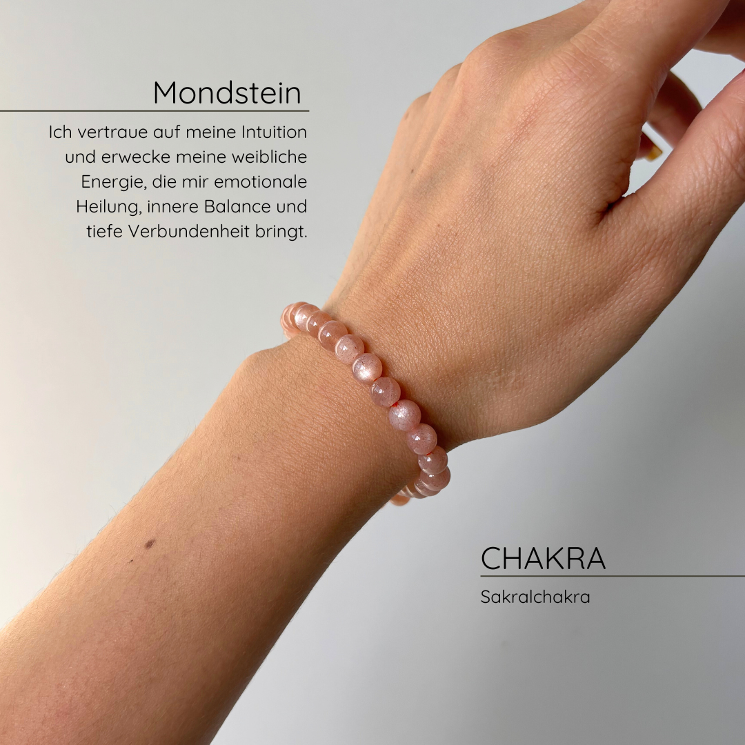 Mondstein Kugelarmband AA Qualität I 6mm
