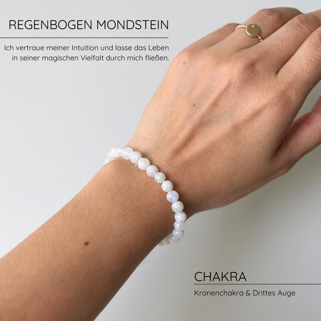 Regenbogen Mondstein Kugelarmband I 6mm