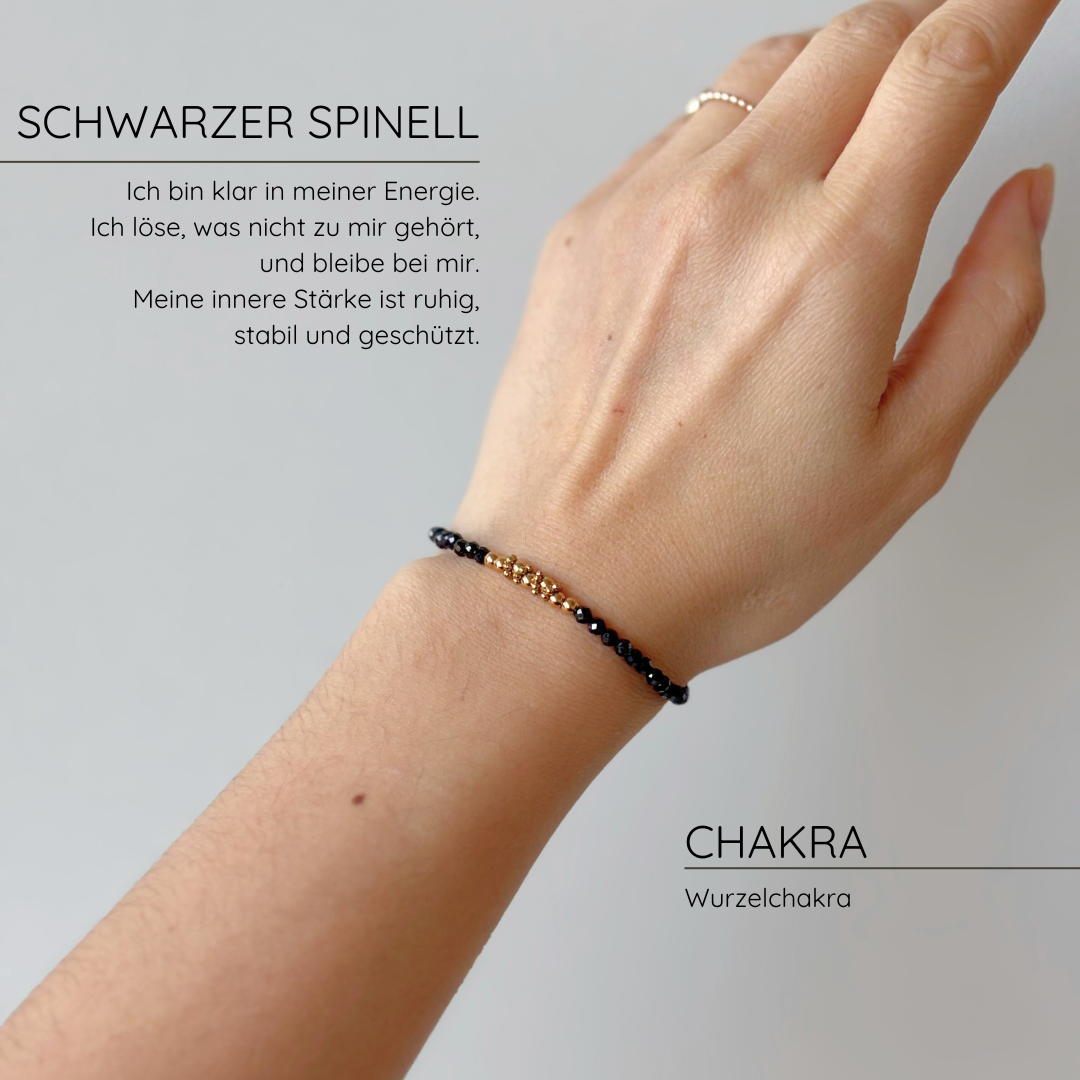 Halo Schwarzer Spinell Armband AA Reinheit